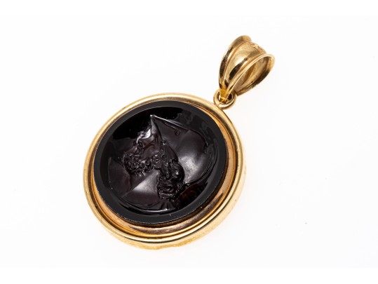 Handsome 14K Dark Cameo Pendant