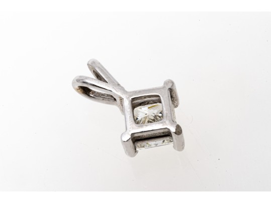 Radiant 14K White Gold Princess Cut Diamond Pendant