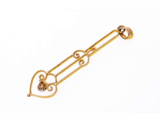 10K Vintage Drop Pendant