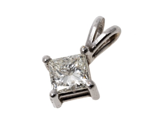 Radiant 14K White Gold Princess Cut Diamond Pendant