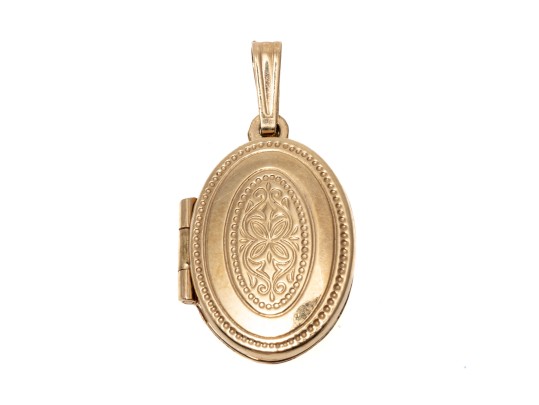 Petite 14K Etched Locket Pendant