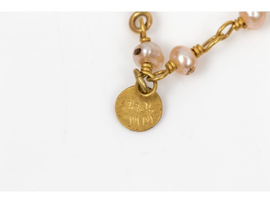 14k And 22k Yellow Gold Beautiful Tourmaline Briolette Necklace