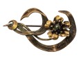 14k Gold Pretty Antique Flower And Leaf Brooch 
