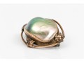 10k Yellow Gold Lovely Vintage Grey Cultured Mabe Pearl Brooch