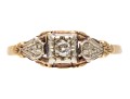 14k Gold Pretty Vintage Filigree Floral Diamond Solitaire, App. 0.04 CTS, Size 5.75