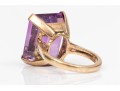 14k Yellow Gold Bold Vintage Emerald Cut Amethyst Solitaire Ring, App. 15.65 CTS, Size 6