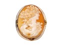 14k Yellow Gold Handsome Filigree Framed Large Cameo Brooch/Pendant