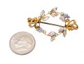 14k Yellow Gold Top Lovely Antique Art Nouveau Enamel And Seed Pearl Brooch