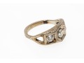 18K White Gold Antique Three Diamond Ring, Size 6