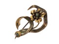 14k Gold Pretty Antique Flower And Leaf Brooch 