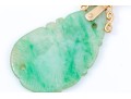 14k Yellow Gold Striking Green And White Nephrite Jade Pendant