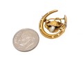 14k Gold Lovely Antique Horseshoe, Cultured Freshwater Pearl And Flower Brooch 