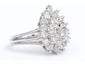 14k White Gold Beautiful Pear Profiled Diamond Cluster Ring, App. 0.76 TCW, Size 5.25