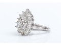 14k White Gold Beautiful Pear Profiled Diamond Cluster Ring, App. 0.76 TCW, Size 5.25