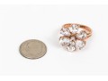 10k Rose Gold Beautiful Flower Motif Faceted White Topaz Ring, Size 7+