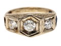 18K White Gold Antique Three Diamond Ring, Size 6