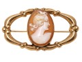 14k Gold Attractive Vintage Cameo Brooch