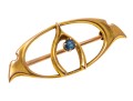 10k Yellow Gold Charming Antique Wishbone Brooch 