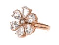 10k Rose Gold Beautiful Flower Motif Faceted White Topaz Ring, Size 7+