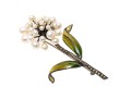 Sterling Silver Fabulous Cultured Freshwater Pearl And Marcasite Flower Brooch