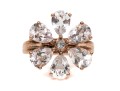 10k Rose Gold Beautiful Flower Motif Faceted White Topaz Ring, Size 7+
