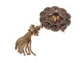 14k Gold Topped Antique Round Shield And Fringe Mourner's Brooch