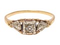 14k Gold Pretty Vintage Filigree Floral Diamond Solitaire, App. 0.04 CTS, Size 5.75
