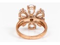 10k Rose Gold Beautiful Flower Motif Faceted White Topaz Ring, Size 7+