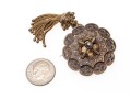 14k Gold Topped Antique Round Shield And Fringe Mourner's Brooch