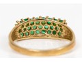14k Yellow Gold Handsome Three Row Emerald Ring, Size 9 App. 1.00 TCW