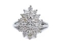 14k White Gold Beautiful Pear Profiled Diamond Cluster Ring, App. 0.76 TCW, Size 5.25