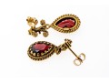 Ornate 14K And Suspended Garnet Pendant Earrings