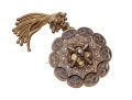 14k Gold Topped Antique Round Shield And Fringe Mourner's Brooch