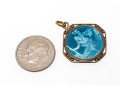 14k Yellow Gold Beautiful Blue-Grey Enamel St. Christopher Medal