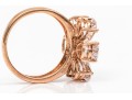 10k Rose Gold Beautiful Flower Motif Faceted White Topaz Ring, Size 7+