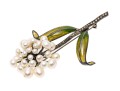 Sterling Silver Fabulous Cultured Freshwater Pearl And Marcasite Flower Brooch