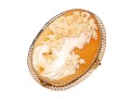 14k Yellow Gold Handsome Filigree Framed Large Cameo Brooch/Pendant