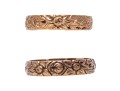 9k And Sterling Silver Complementary Flower Patterned Band Style Rings, Sizes 10 And 11.25