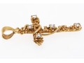 14K Diamond Set Vine And Leaf Wrapped Cross Pendant