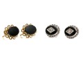 10k Yellow Gold Lot Of Two Classic Pairs Of Black Onyx Earrings 