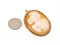 14k Yellow Gold Pretty Antique Twisted Frame Cameo Brooch