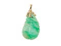 14k Yellow Gold Striking Green And White Nephrite Jade Pendant