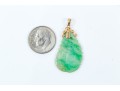 14k Yellow Gold Striking Green And White Nephrite Jade Pendant