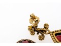 Ornate 14K And Suspended Garnet Pendant Earrings