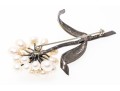 Sterling Silver Fabulous Cultured Freshwater Pearl And Marcasite Flower Brooch