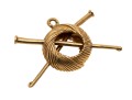 14k Yellow Gold Quaint Knitting Needles And Yarn Pendant