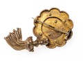 14k Gold Topped Antique Round Shield And Fringe Mourner's Brooch