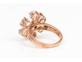 10k Rose Gold Beautiful Flower Motif Faceted White Topaz Ring, Size 7+