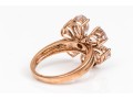 10k Rose Gold Beautiful Flower Motif Faceted White Topaz Ring, Size 7+