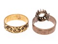 9k Gold Pair Of Beautiful Patterned Antique Rings, Sizes 8.75
